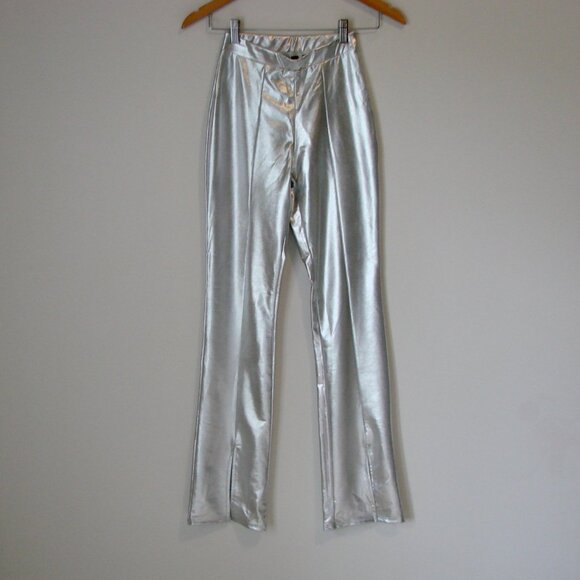 Fashion Nova Silver Metallic Pants Your Wildest Dreams Club Party NEW NWT XS - Picture 2 of 13